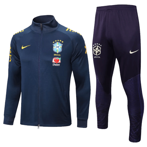 Agasalho de Viagem Seleção Brasil - Masculino - Azul Marinho Com Patrocinio - Manto Club