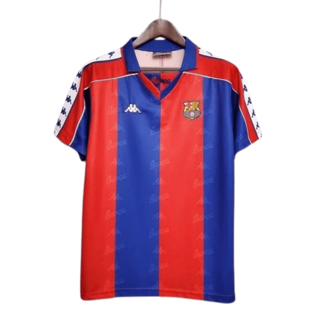 Camisa Barcelona Retrô 1992/1995 Azul e Vermelha - Kappa - Manto Club