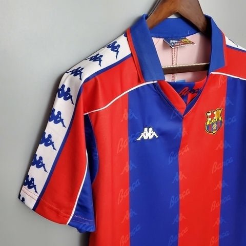 Camisa Barcelona Retrô 1992/1995 Azul e Vermelha - Kappa - Manto Club