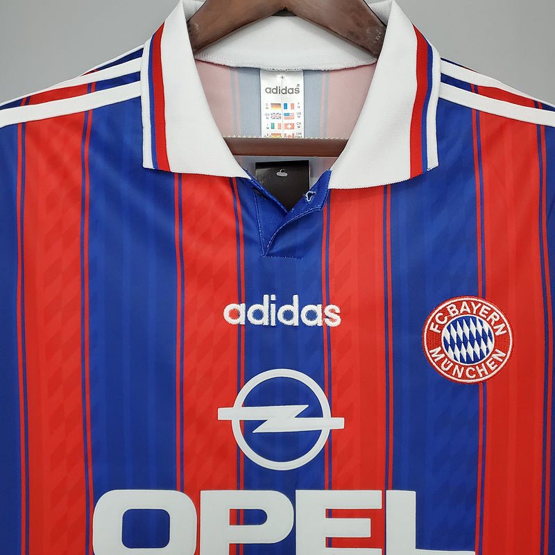 Camisa Bayern de Munique Retrô 1995/1997 Azul e Vermelha - Adidas - Manto Club
