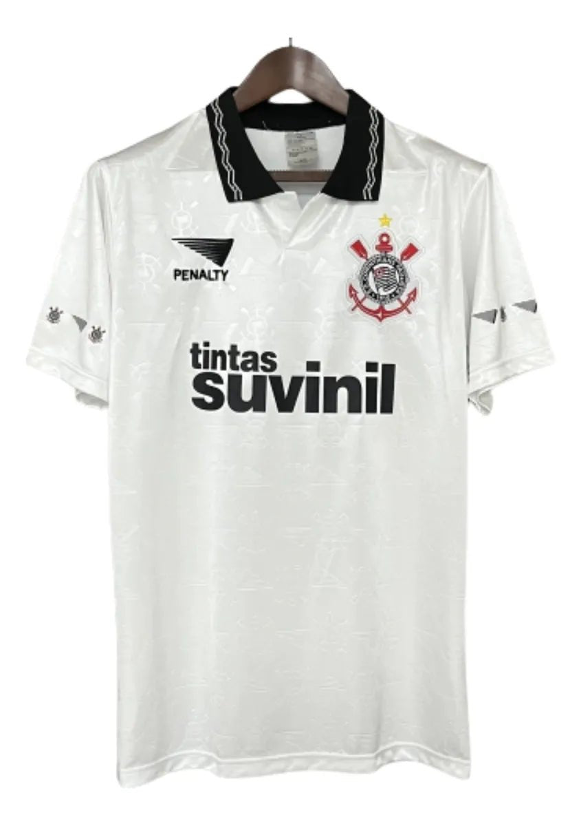 Camisa Corinthians Retrô 1995 Home Penalty Masculina - Branca e Preta - Manto Club