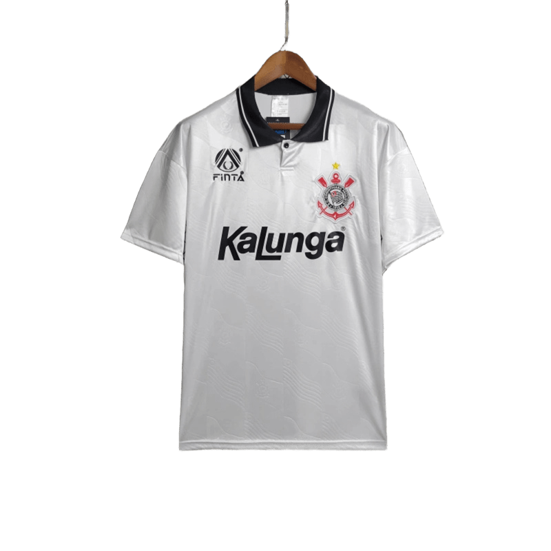 Camisa Corinthians Retrô 1998 Finta Masculina - Branca e Preta - Manto Club