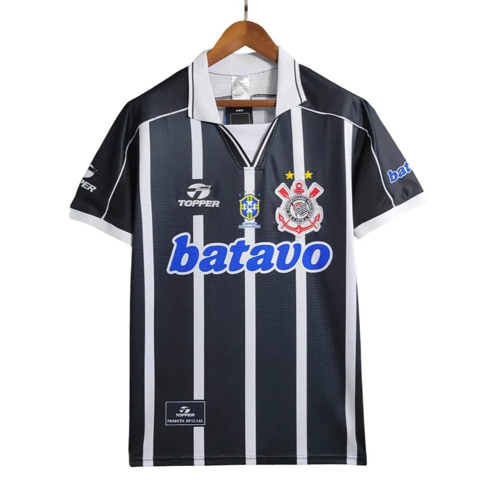 Camisa Corinthians Retrô 1999 Away Batavo Masculina - Preta e Branca - Manto Club