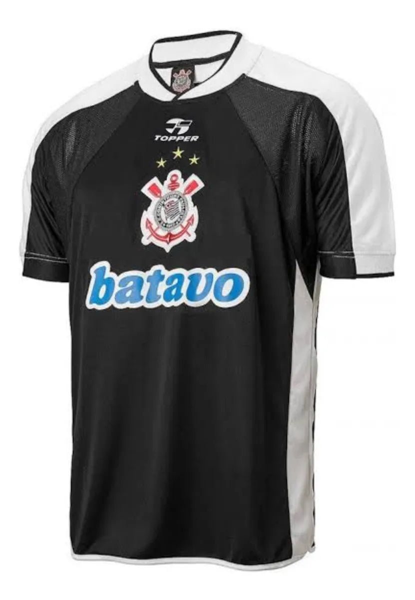 Camisa Corinthians Retrô 2000 Topper Masculina - Preta e Branca - Manto Club