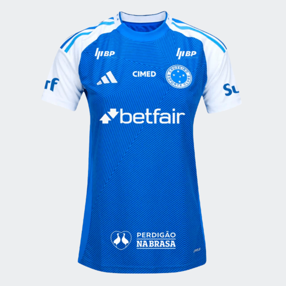 Camisa Feminina adidas Cruzeiro 2025/26 I Com Patrocínios - Manto Club
