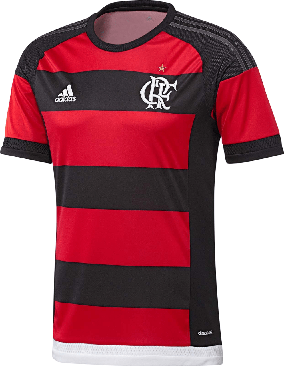 Camisa Flamengo Home 15/16 s/n° Torcedor Adidas Masculina - Vermelha e Preta - Manto Club