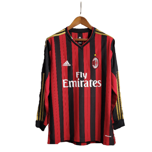 Camisa I Adidas Milan 2013/14 - Retrô Manga Longa - Vermelho - Manto Club
