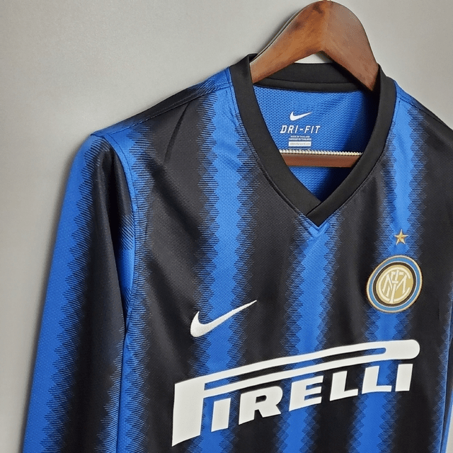 Camisa Inter de Milão Retrô 2010 Manga Longa Azul e Preta - Nike - Manto Club