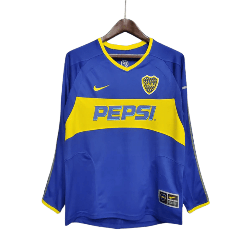 Camisa Manga Longa Boca Juniors 03/04 Nike - Azul e Amarelo - Manto Club