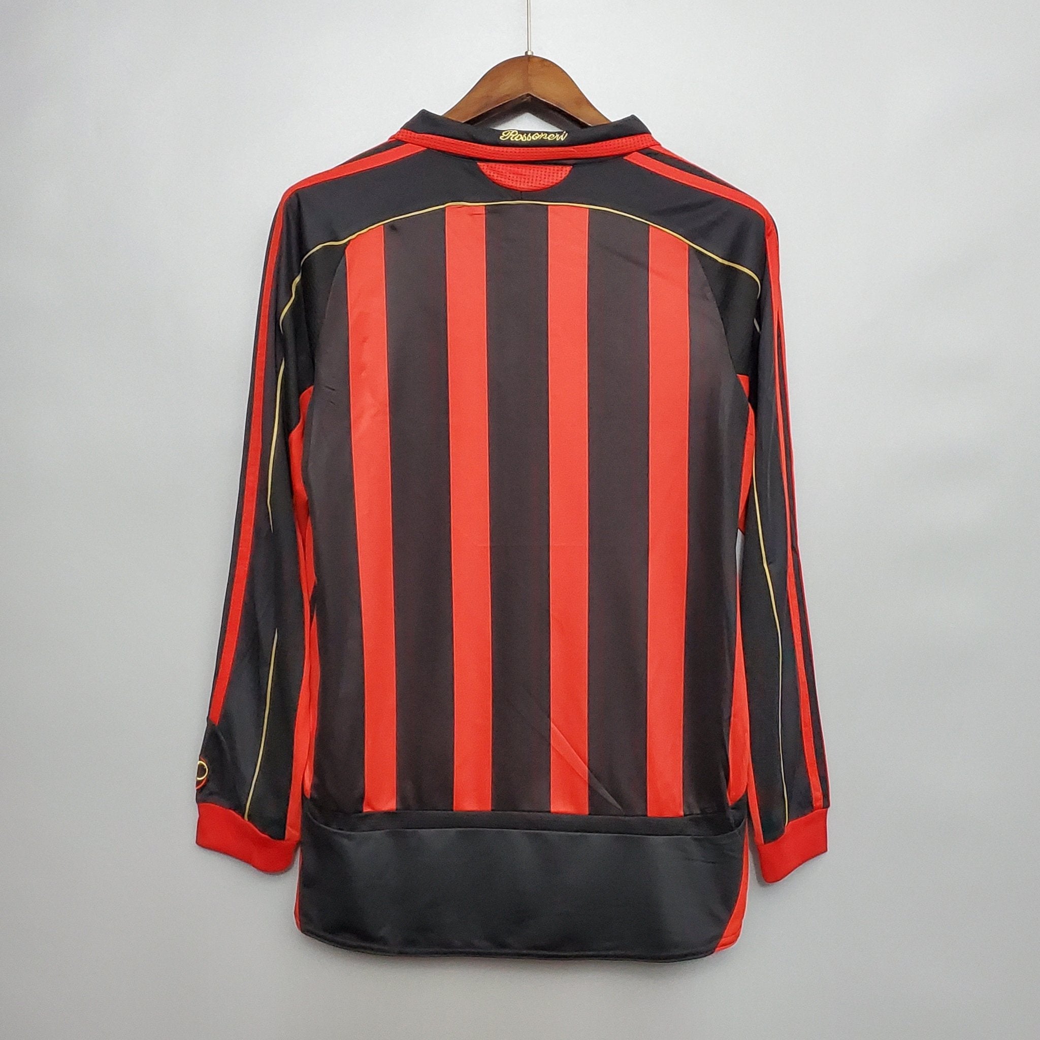 Camisa Manga Longa Milan 06/07 Adidas - Preto e Vermelho - Manto Club