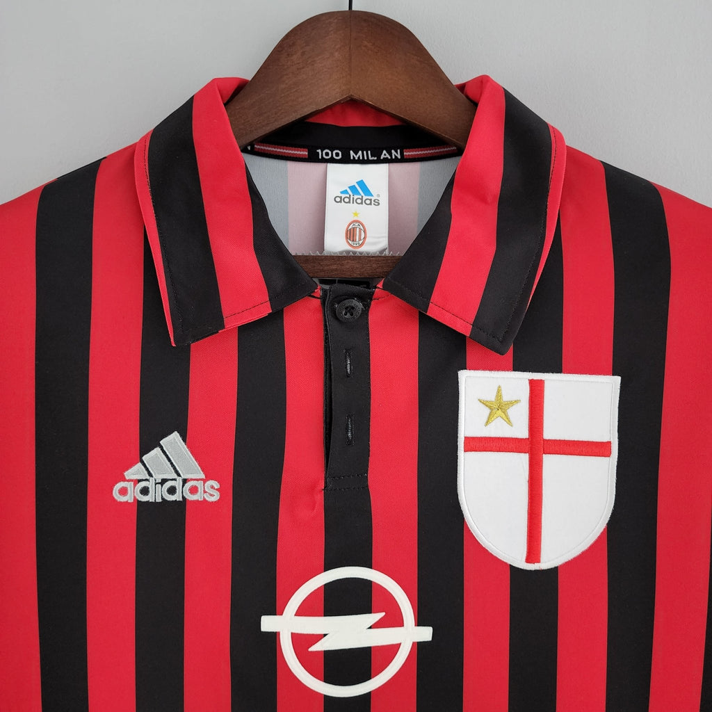 Camisa Manga Longa Milan 1999/2000 Adidas - Preto e Vermelho - Manto Club
