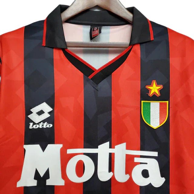 Camisa Milan Retrô 1993/1994 Vermelha e Preta - Lotto - Manto Club