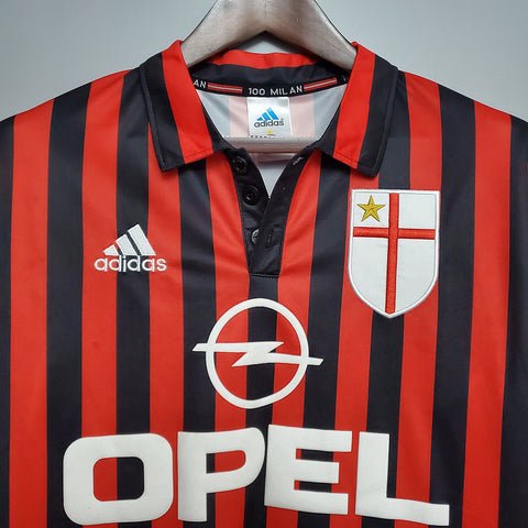 Camisa Milan Retrô 1999/2000 Vermelha e Preta - Adidas - Manto Club