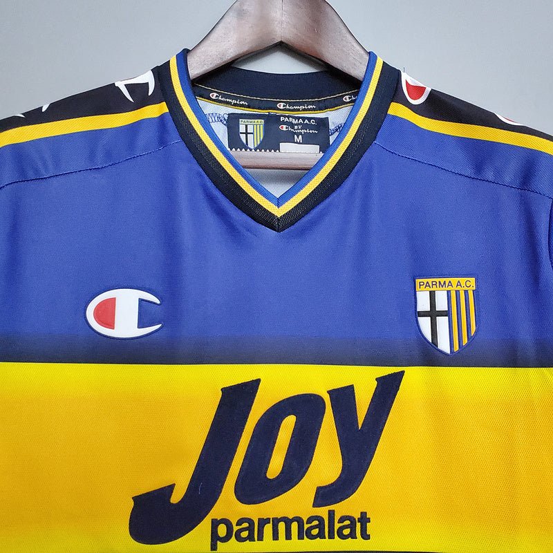 Camisa Parma Retrô 2001/2002 Azul e Amarela - Champion - Manto Club