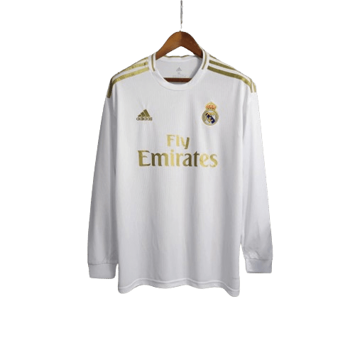 Camisa Real Madrid I Home 2019/20 Adidas Retrô Manga Longa Masculina - Branco - Manto Club