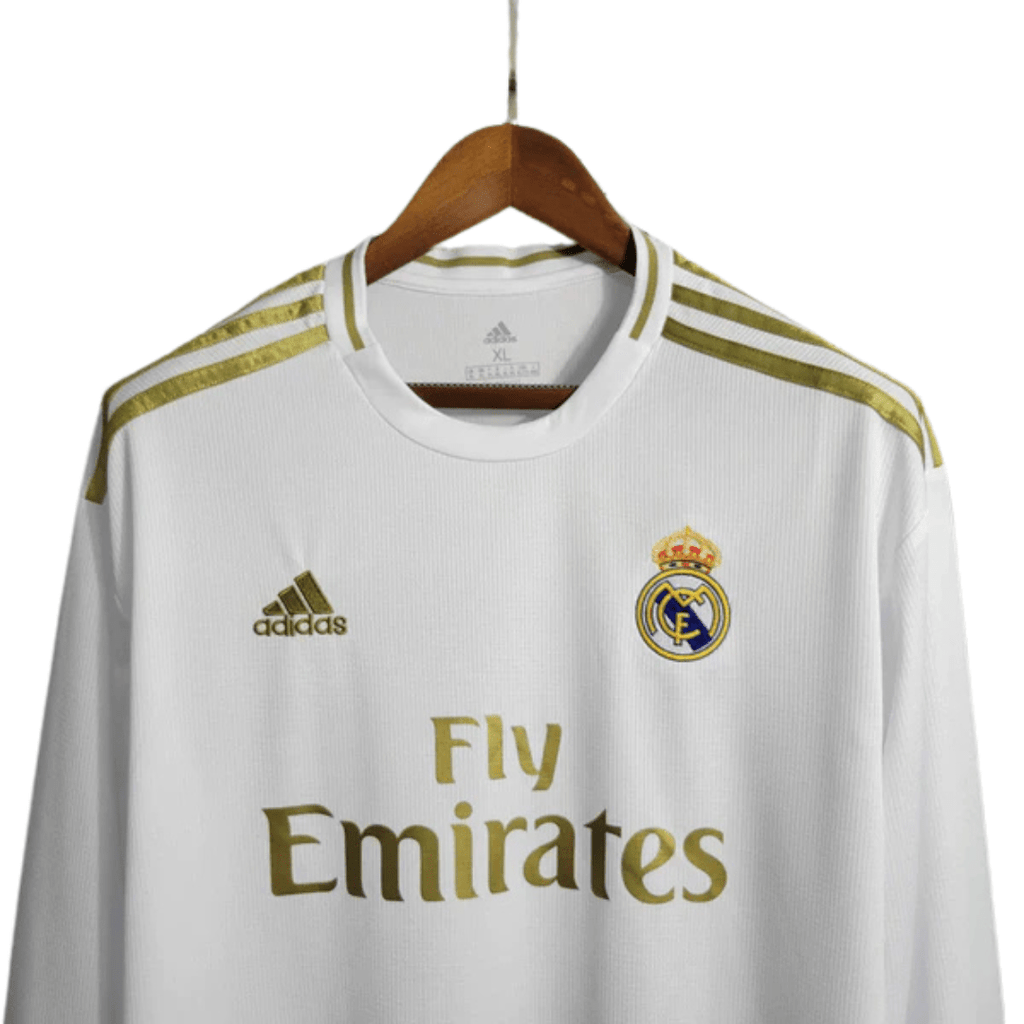 Camisa Real Madrid I Home 2019/20 Adidas Retrô Manga Longa Masculina - Branco - Manto Club