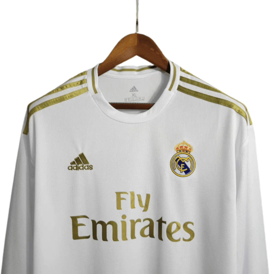 Camisa Real Madrid I Home 2019/20 Adidas Retrô Manga Longa Masculina - Branco - Manto Club