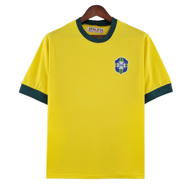 Camisa Retrô 1970 Seleção Brasileira I Masculina - Amarelo e Verde - Manto Club