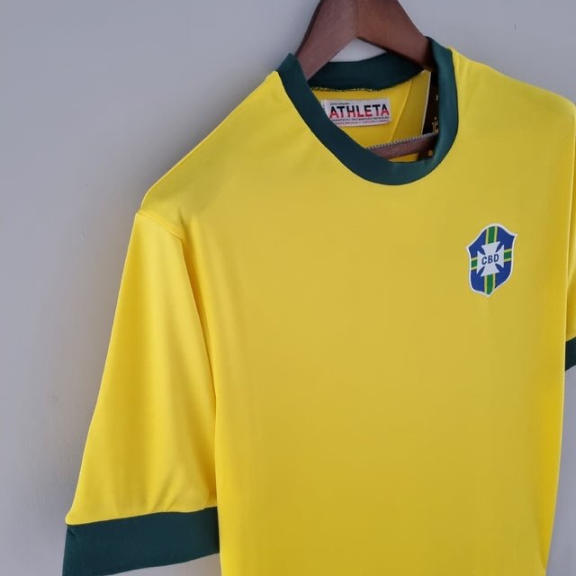Camisa Retrô 1970 Seleção Brasileira I Masculina - Amarelo e Verde - Manto Club