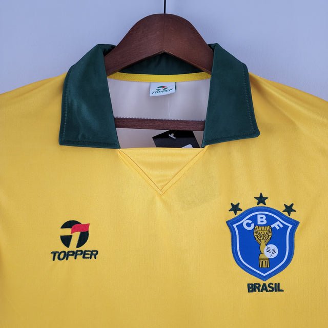 Camisa Retrô 1988 Seleção Brasileira I Masculina - Amarelo e Verde - Manto Club