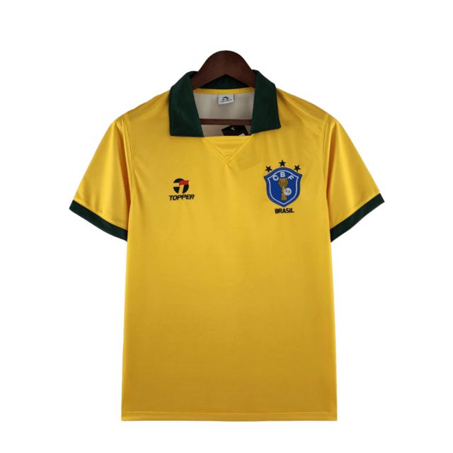Camisa Retrô 1988 Seleção Brasileira I Masculina - Amarelo e Verde - Manto Club