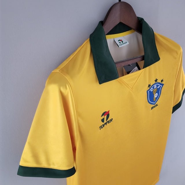 Camisa Retrô 1988 Seleção Brasileira I Masculina - Amarelo e Verde - Manto Club