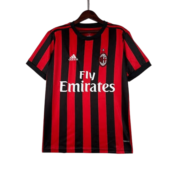 Camisa Retrô AC Milan Home 2017/18 Adidas Torcedor - Preta e Vermelha - Manto Club