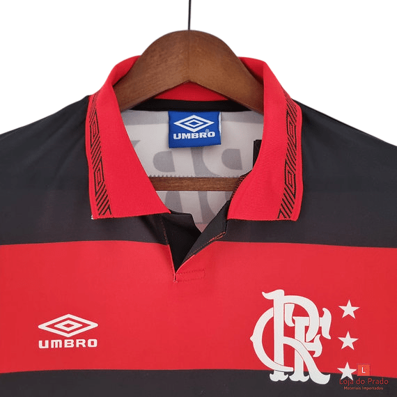 Camisa Retrô Flamengo Home 1992/93 Masculino - Preto e Vermelho - Manto Club