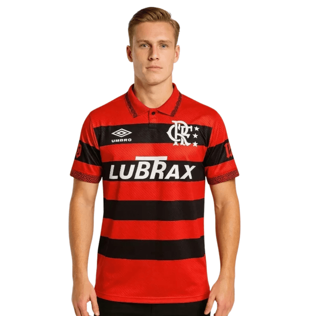 Camisa Retrô Flamengo Home 1995/96 Masculino - Preto e Vermelho - Manto Club