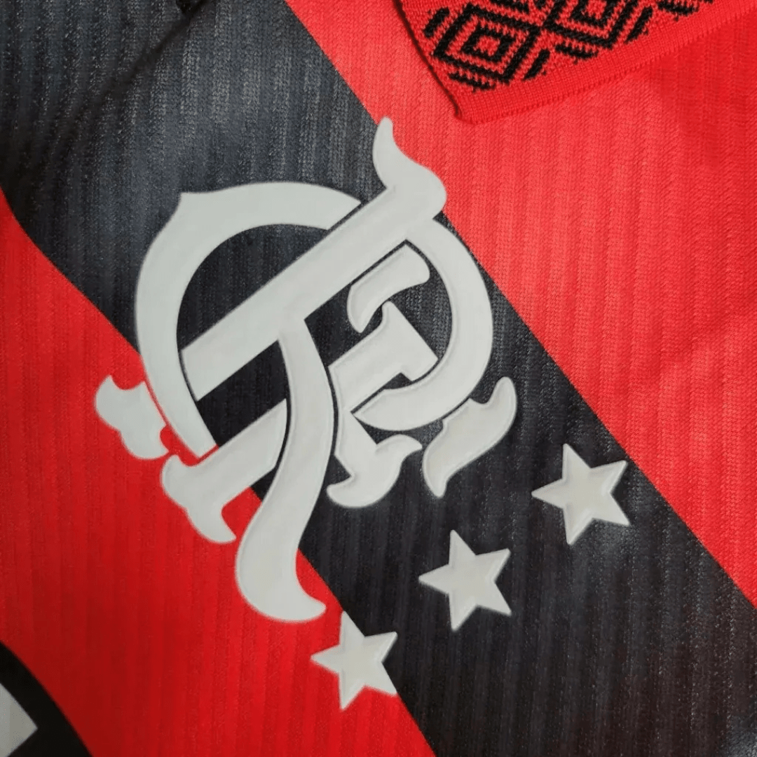 Camisa Retrô Flamengo Home 1995/96 Masculino - Preto e Vermelho - Manto Club