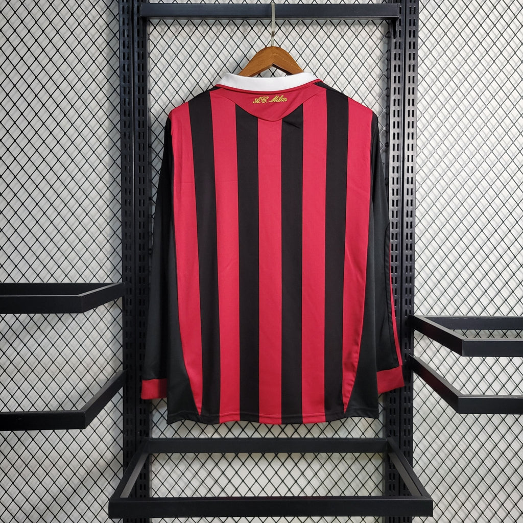 Camisa Retrô Milan I Adidas 2009/10 Manga Longa Vermelho e Preto - Manto Club