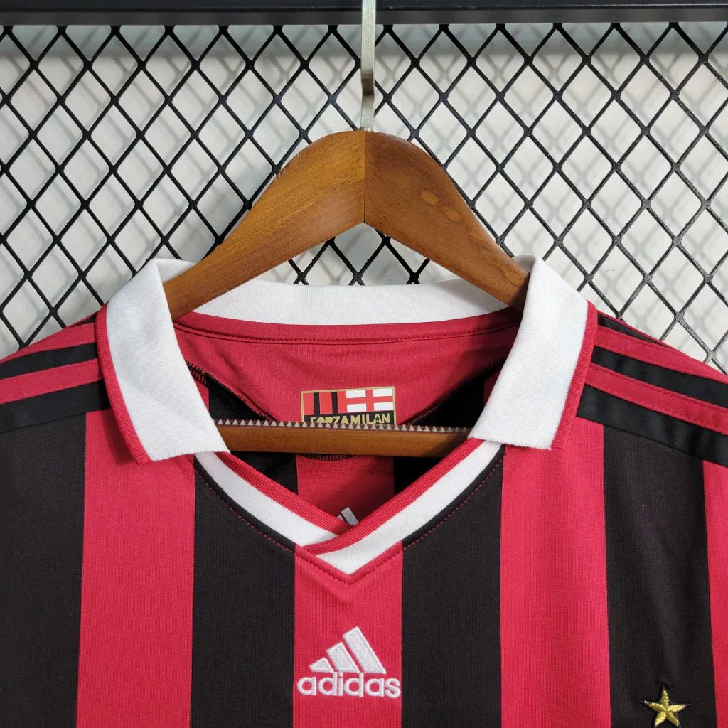 Camisa Retrô Milan I Adidas 2009/10 Manga Longa Vermelho e Preto - Manto Club