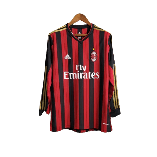 Camisa Retrô Milan I Adidas 2013/14 Manga Longa Vermelho e Preto - Manto Club