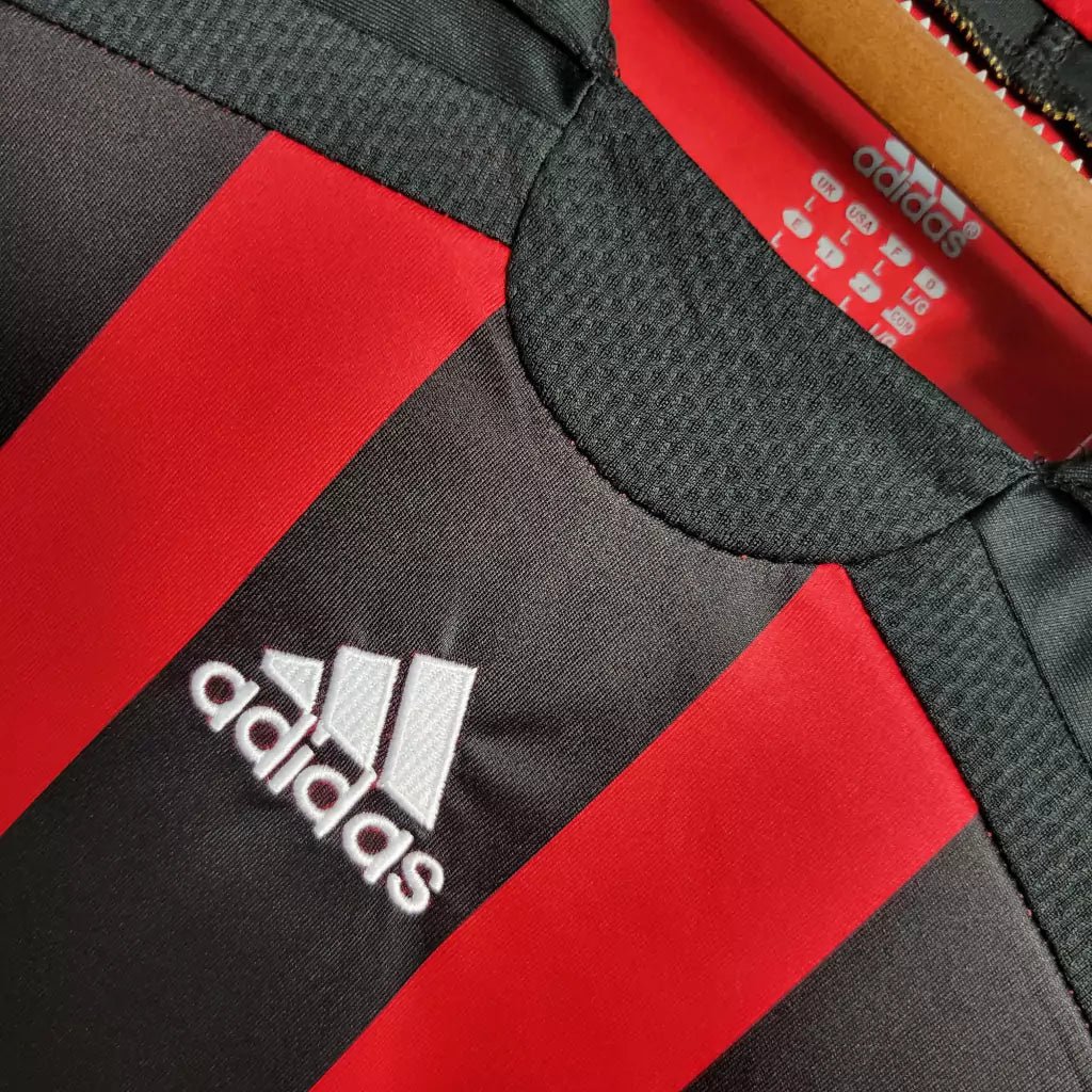 Camisa Retrô Milan I Home Adidas 2006/07 Masculino Manga Longa Vermelho e Preto - Manto Club