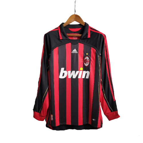 Camisa Retrô Milan I Home Adidas 2006/07 Masculino Manga Longa Vermelho e Preto - Manto Club