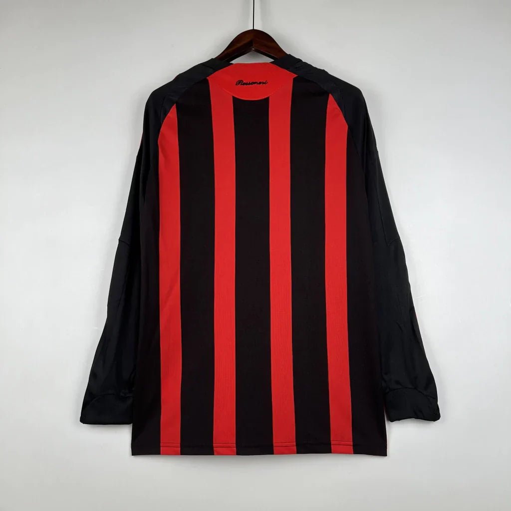 Camisa Retrô Milan I Home Adidas 2008/09 Manga Longa Vermelho e Preto - Manto Club