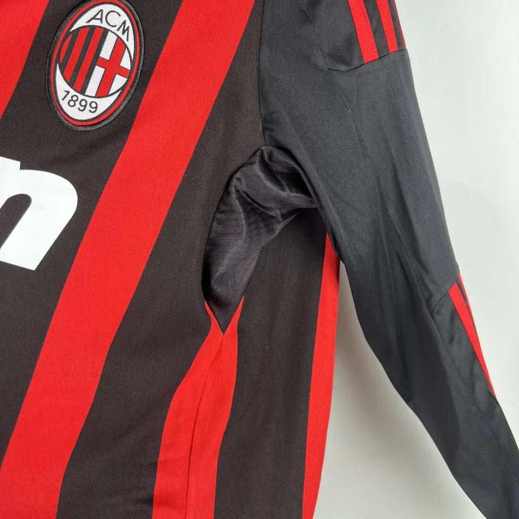 Camisa Retrô Milan I Home Adidas 2008/09 Manga Longa Vermelho e Preto - Manto Club