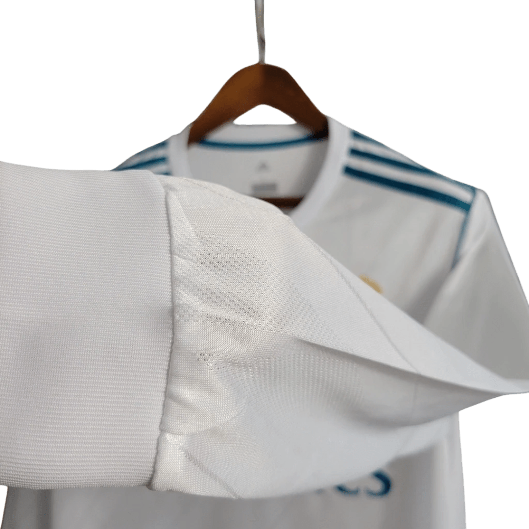 Camisa Retrô Real Madrid I Home Adidas 2017/18 Manga Longa Masculino Branco - Manto Club