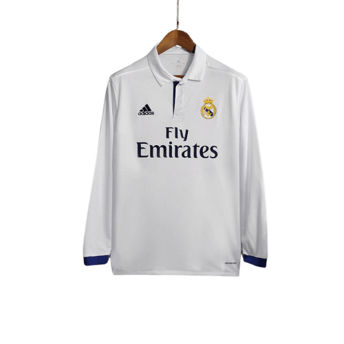 Camisa Retrô Real Madrid Manga Longa Adidas 2016/17 Masculino Branco - Manto Club