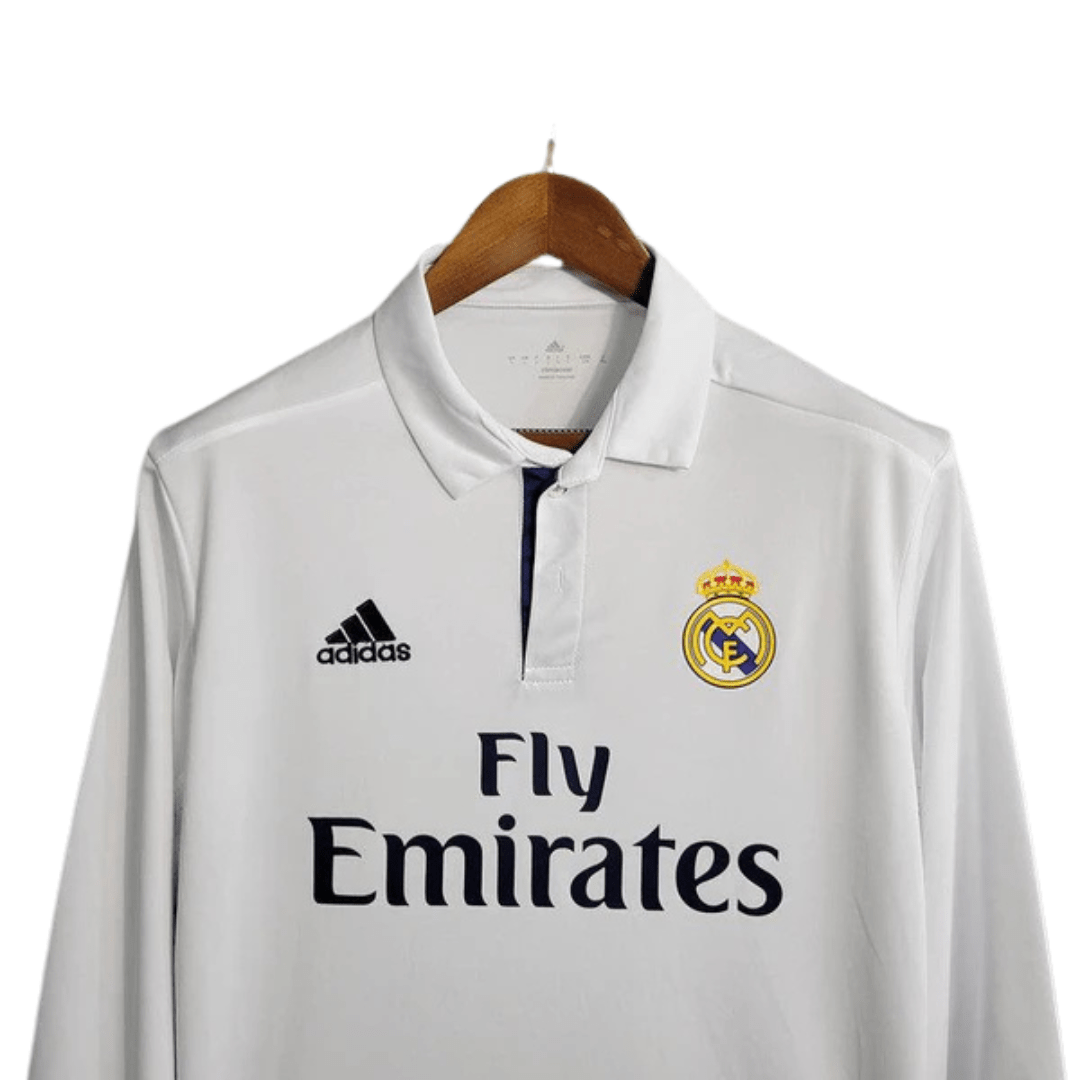 Camisa Retrô Real Madrid Manga Longa Adidas 2016/17 Masculino Branco - Manto Club
