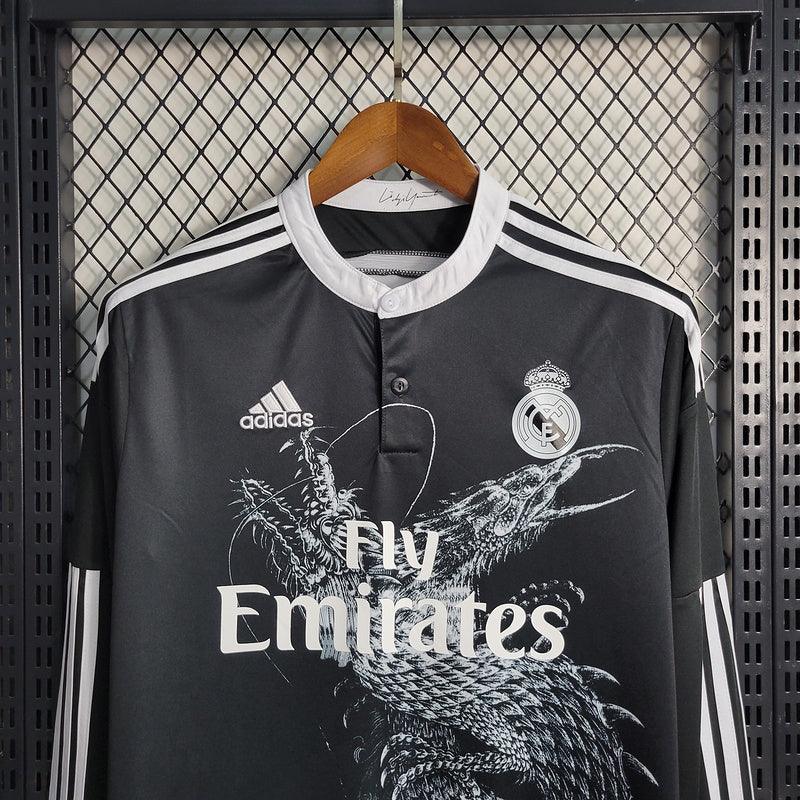 Camisa Retrô Real Madrid Manga Longa III Third Adidas 2014/15 Masculino Preto - Manto Club