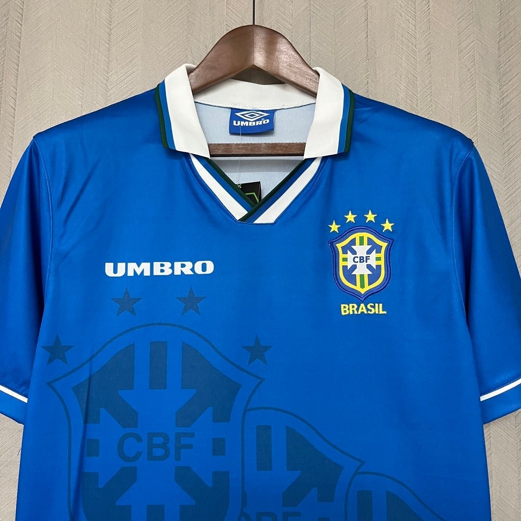 Camisa Retrô Seleção Brasil 1994 Away Umbro Masculino - Azul - Manto Club