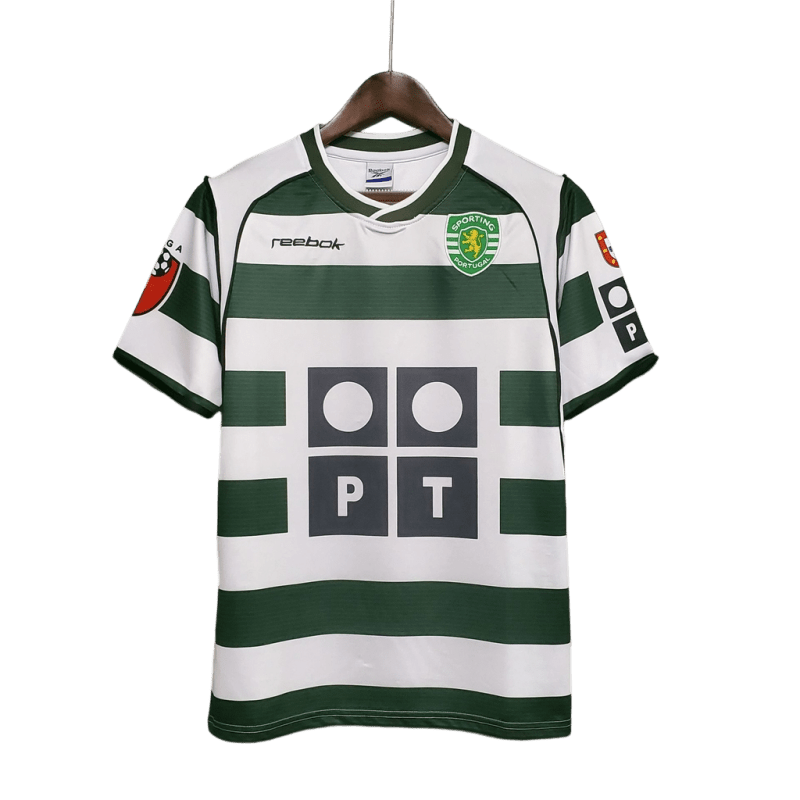 Camisa Retrô Sporting Portugal Home Reebok 2002/03 Masculino Verde e Branco - Manto Club
