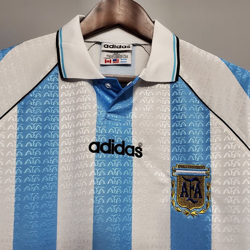 Camisa Seleção Argentina Retrô 1997 - 1998 Azul e Branca - Adidas - Manto Club