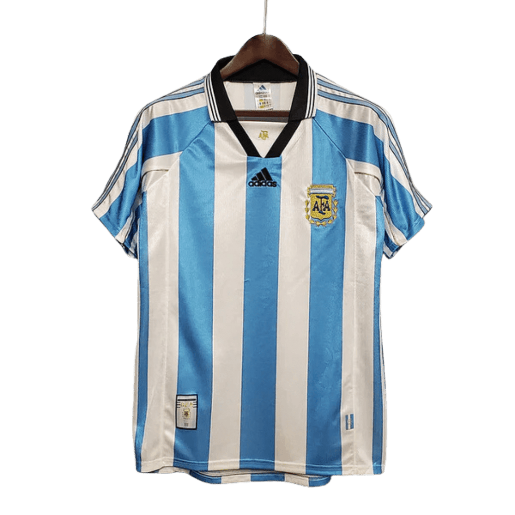 Camisa Seleção Argentina Retrô 1998 Azul e Branca - Adidas - Manto Club