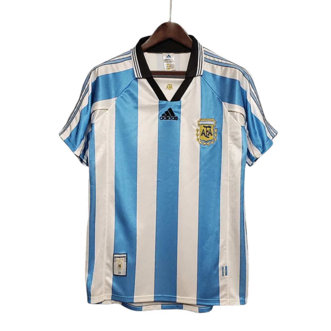 Camisa Seleção Argentina Retrô 1998 Azul e Branca - Adidas - Manto Club