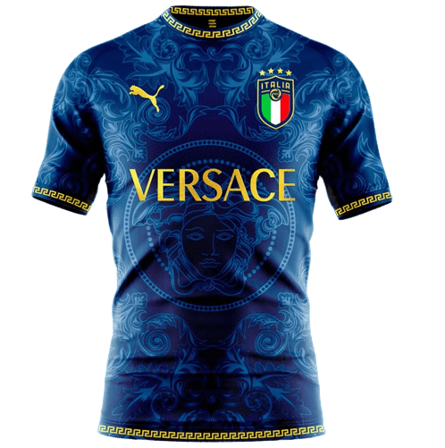 Camisa Seleção Itália x Versace - Puma - Azul - Manto Club