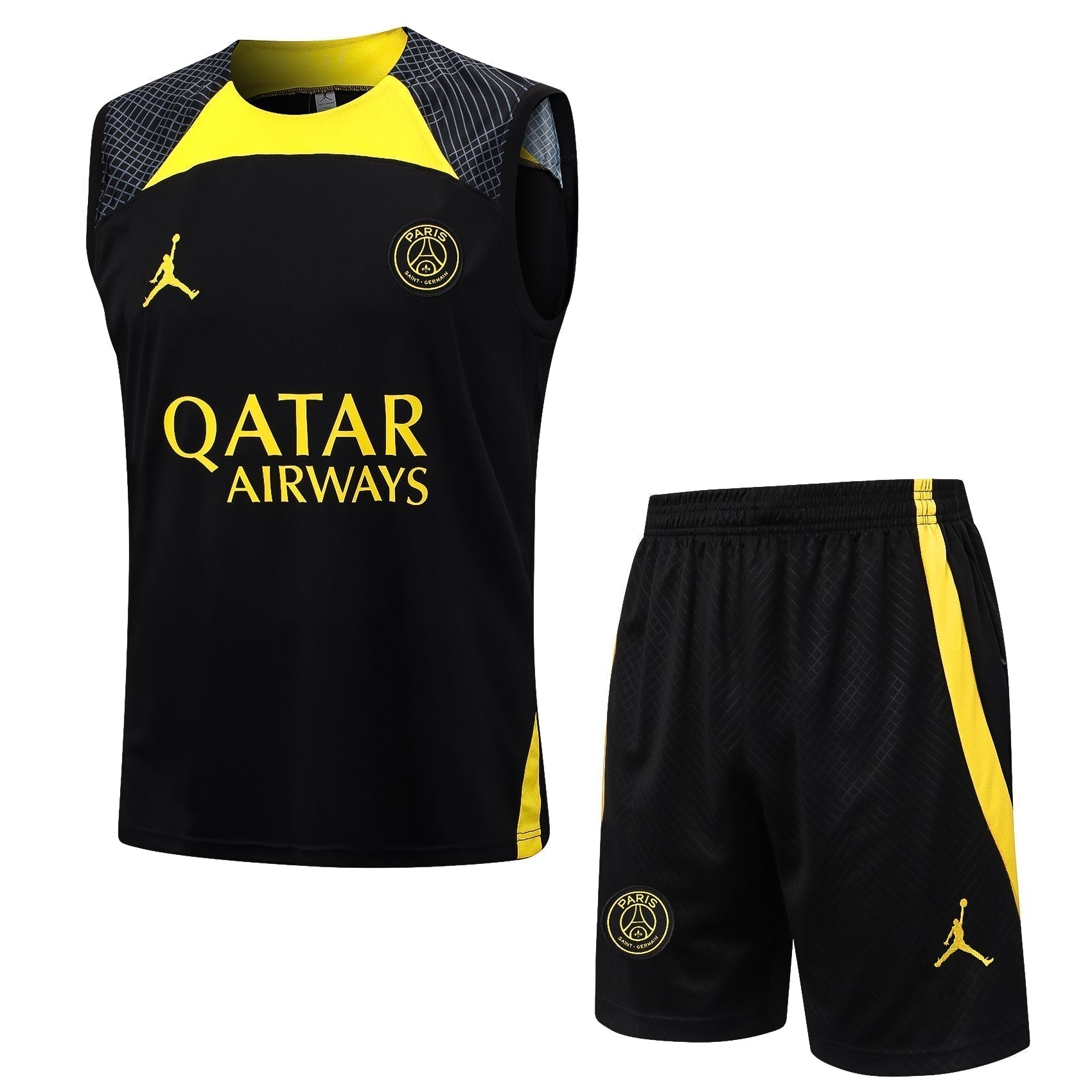 Conjunto Regata Paris Saint Germain - Preto e Amarelo - Manto Club