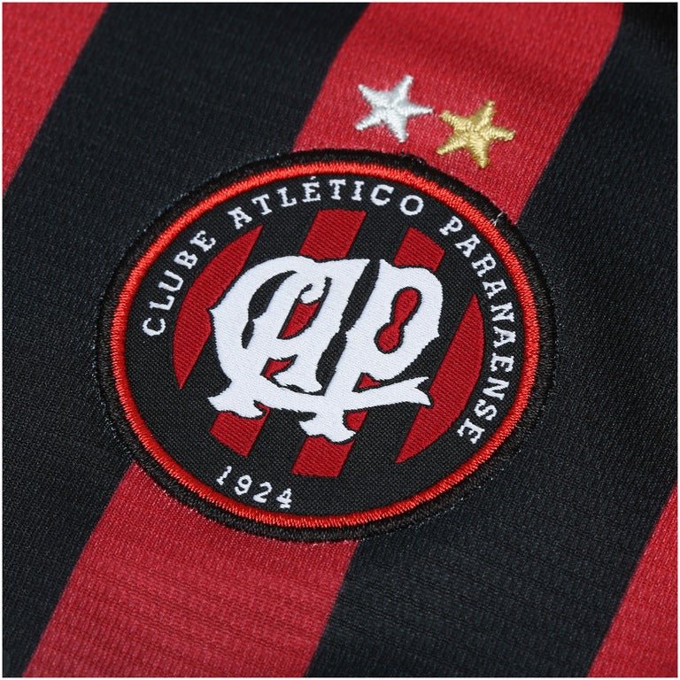 LCamisa do Atlético - PR I 2017 nº 10 Umbro - Listras Preta e Vermelha - Manto Club