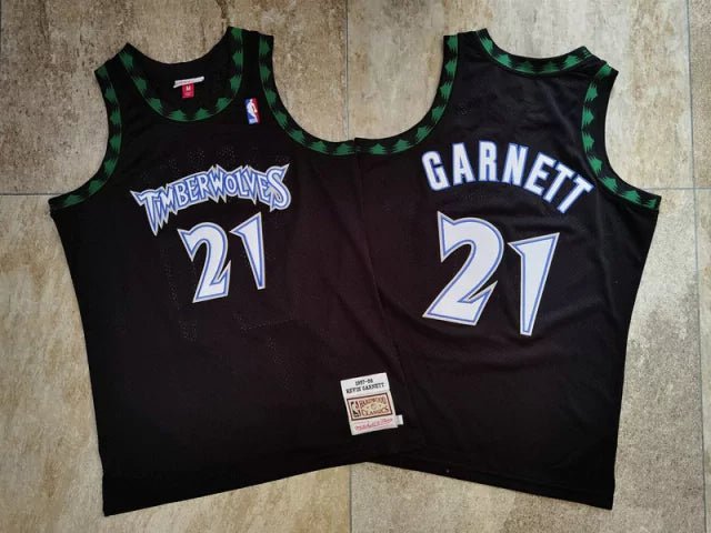 Regata NBA Atlanta Hawks Retrô 1997 - 1998 Mitchell & Ness Authentic Garnett 21 - Preta - Manto Club